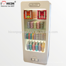 Floor Standing Wood Metal Cosmetic Cabinet And Showcase Facial Mask Led Illuminated Display Case